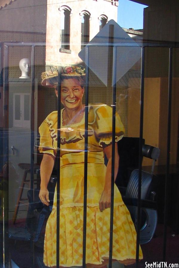 Minnie Pearl in the Shelbyville Record Shop window