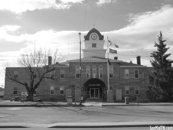 Fentress County Courthouse black and white