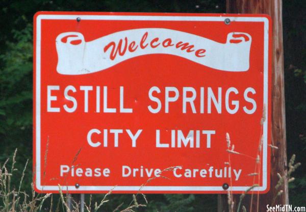 Estill Springs City Limits sign