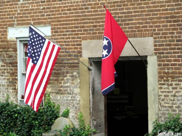 Falls Mill Entrance and flags