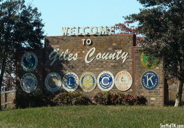 Welcome to Giles County sign
