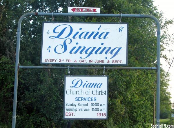Diana Singing Sign on US31A