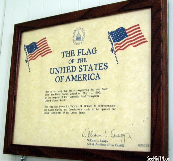 Diana Singing - Certificate honoring US Flag raise in honor of