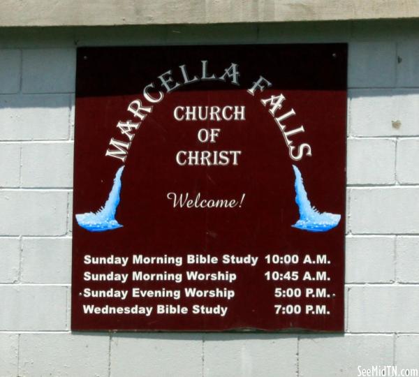 Marcella Falls Church of Christ sign