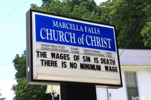 Marcella Falls Church of Christ message sign