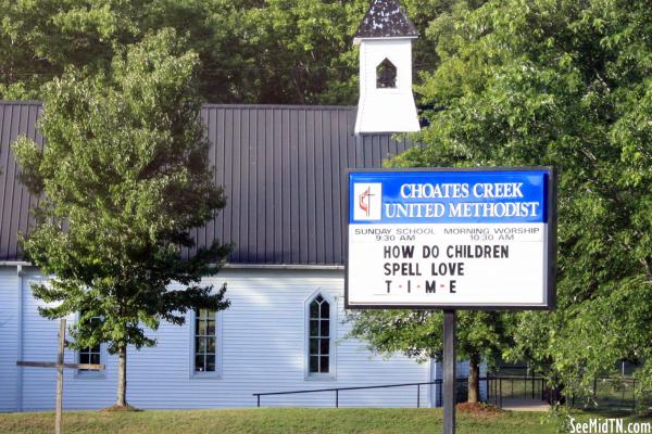 Choates Creek Methodist Church sign