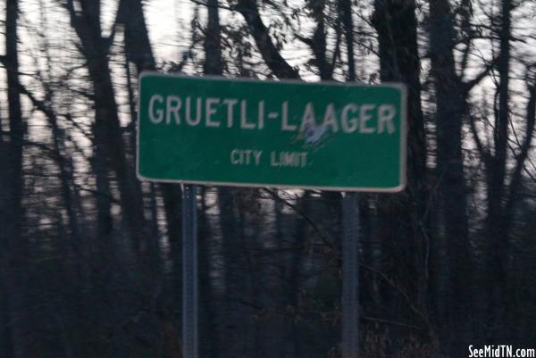 Gruetli-Laager city limit sign
