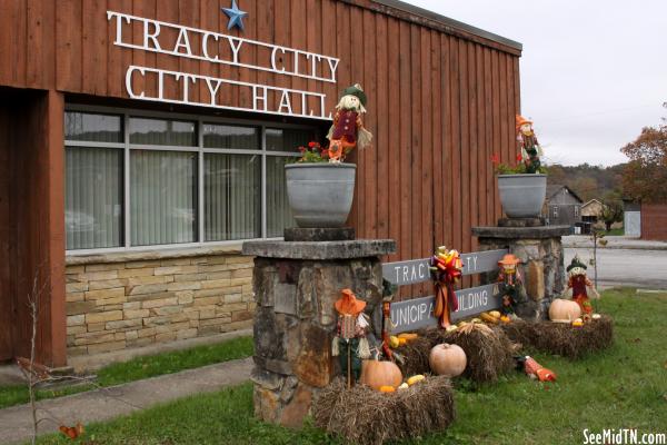 Tracy City City Hall with Autumn Decoration