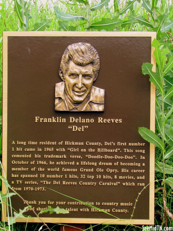 Del Reeves plaque
