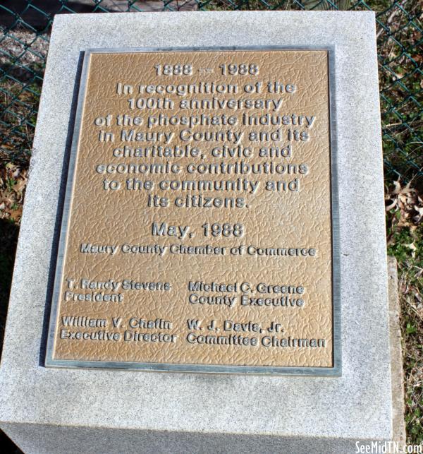 Plaque honoring 100th Anniversary of Phosphate