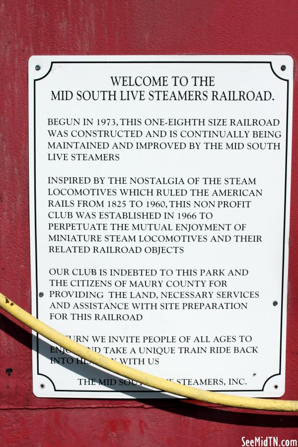 Mid-South Live Steamers sign