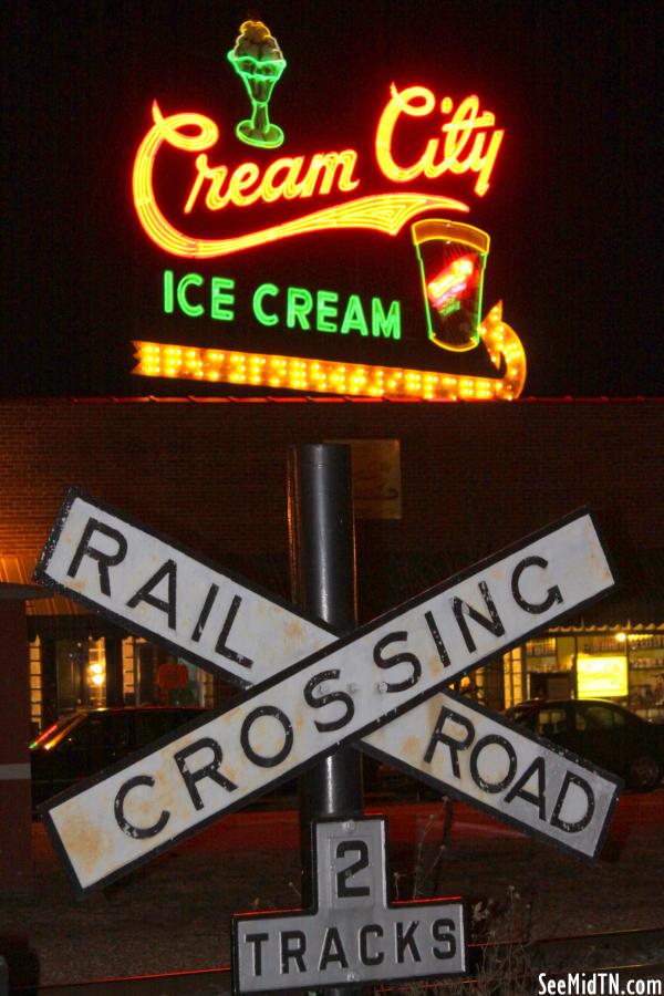 Railroad Crossing at the Cream City district (Night) - Cookeville