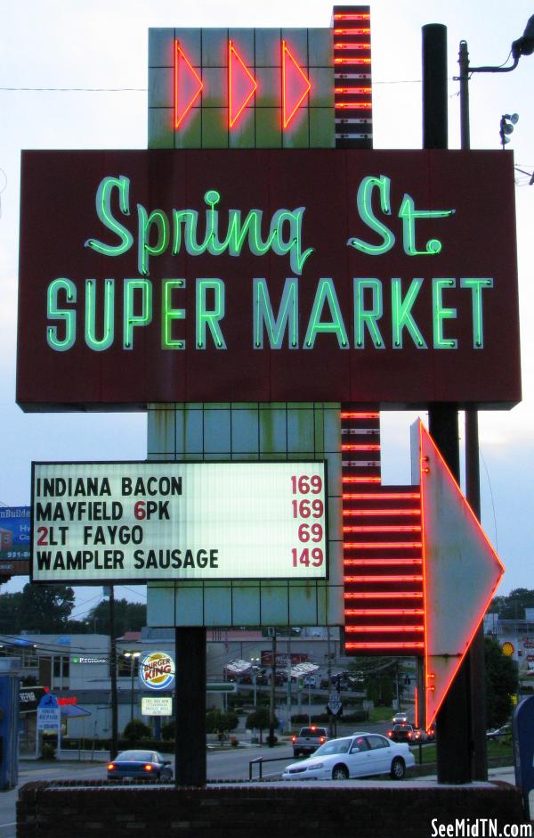 Spring St. Super Market neon sign - Cookeville, TN
