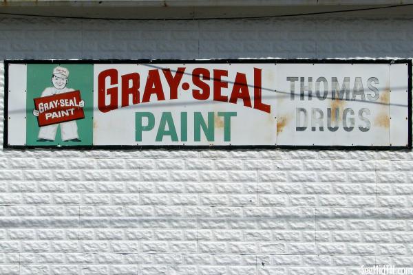 Thomas Drugs: Gray-Seal Paint metal sign