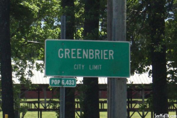 Greenbrier City Limit, Pop 6,433