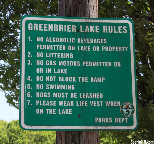 Greenbrier Lake Park Rules