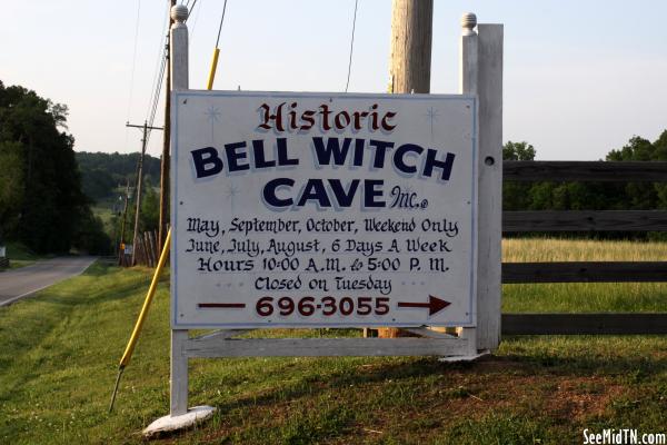 Historic Bell Witch Cave sign