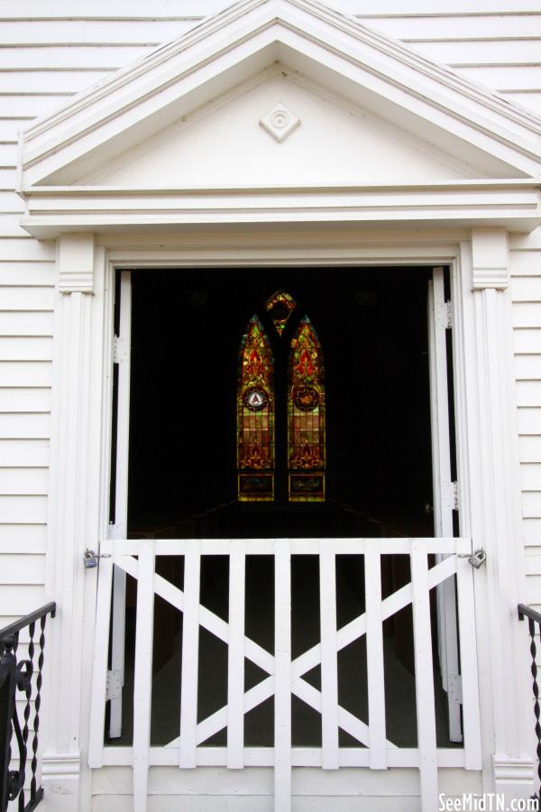 Cannonsburgh Williamson Chapel door and stained glass