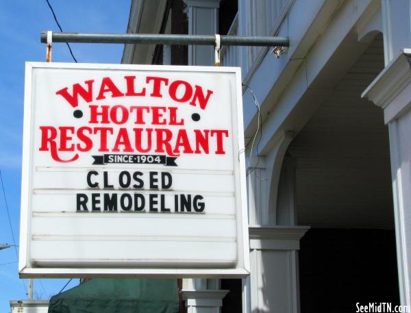 Sign for the Walton Hotel