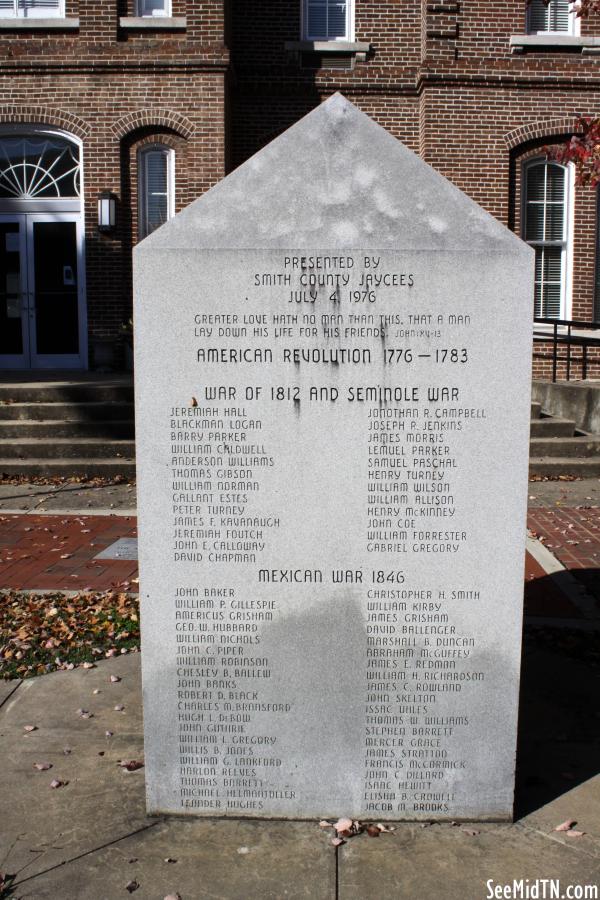 Smith County War memorial - War of 1812 &amp; Mexican War