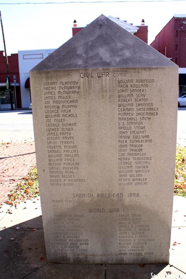 Smith County War memorial - Civil War, WWI