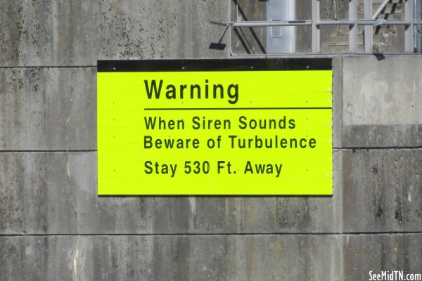 Cordell Hull Dam warning sign