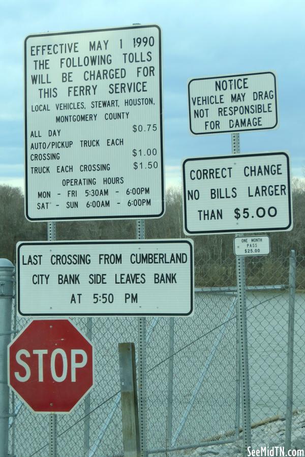 Cumberland City Ferry info signs