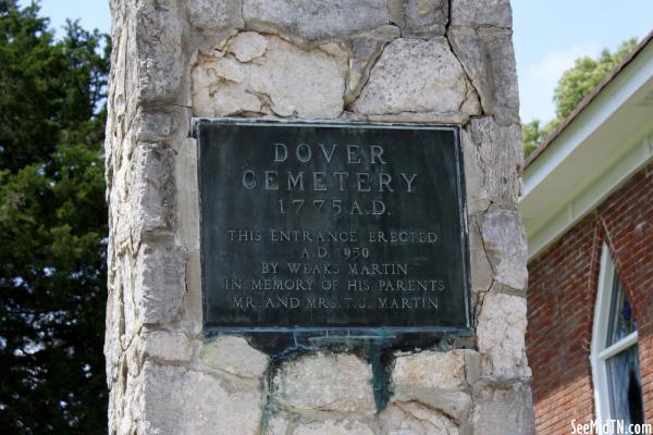 Dover Cemetery entrance plaque