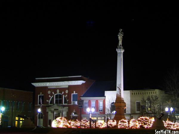 Franklin town square and Confederate Monument at night