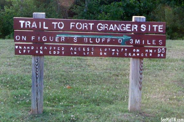 Fort Grainger, trail to sign