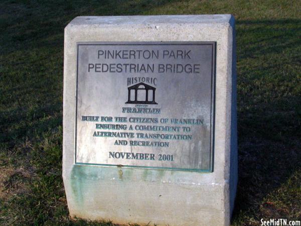 Pinkerton Park Pedestrian Bridge Plaque