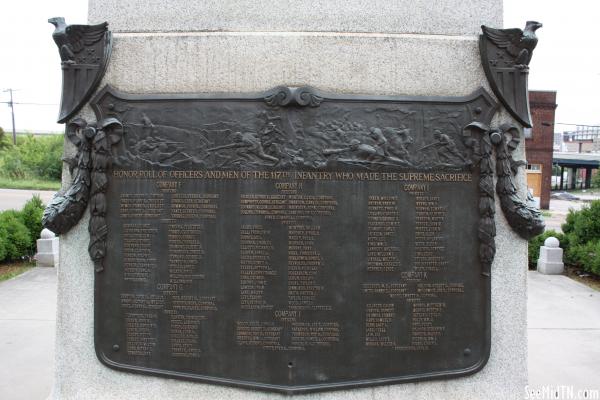 World War I Monument plaque details