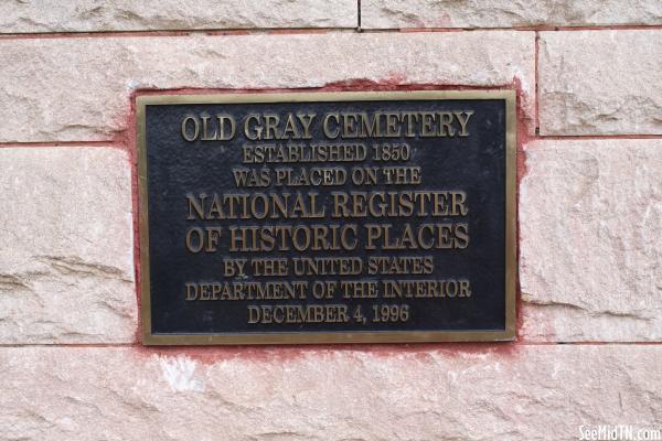 Old Gray Cemetery National Register Plaque