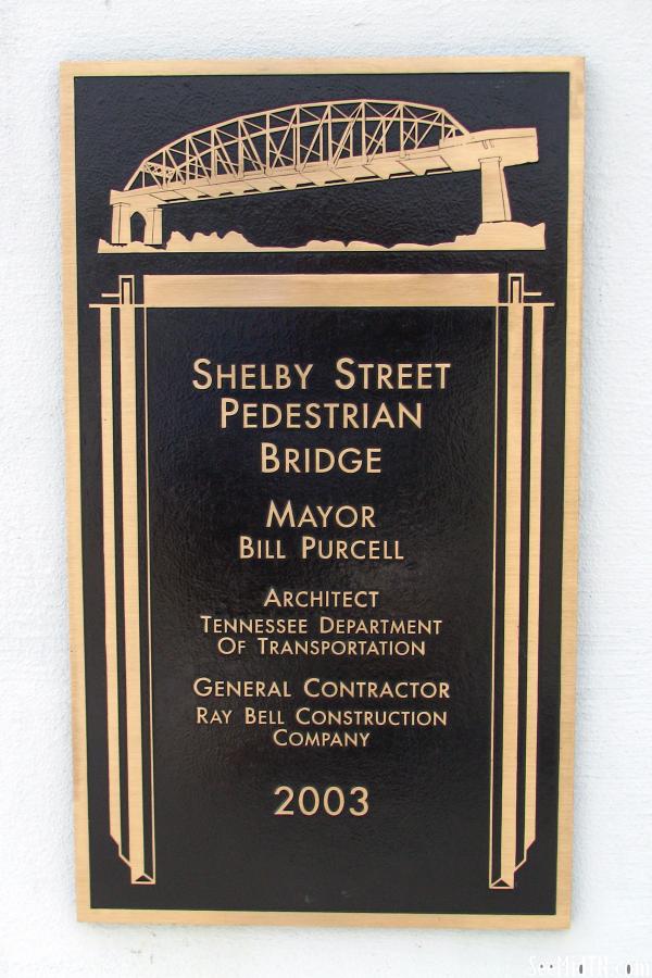 Shelby Street Pedestrian Bridge renovation plaque
