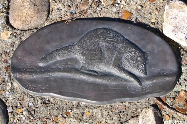 Cumberland River Greenway embedded art Raccoon