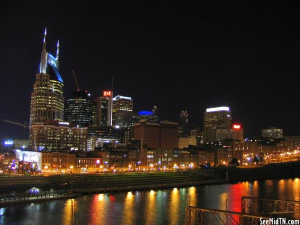 Nashville Skyline at Night from Shelby Street Bridge