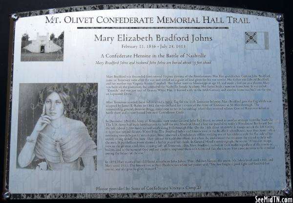 Mt. Olivet Confederate Trail - Mary Elizabeth Bradford Johns
