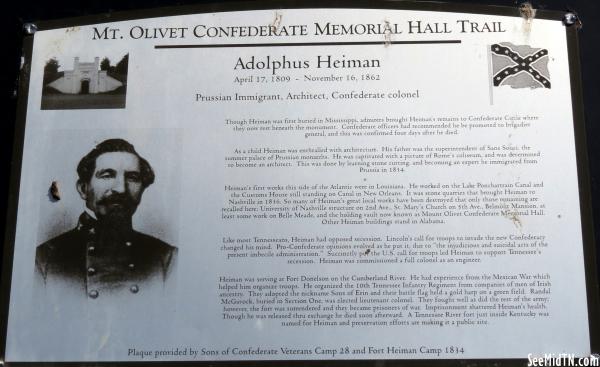 Mt. Olivet Confederate Trail - Adolphus Heiman