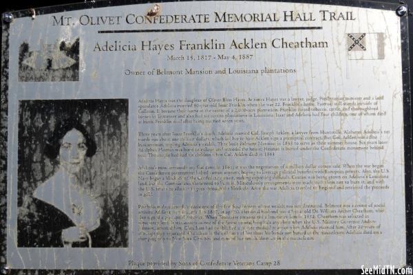 Mt. Olivet Confederate Trail - Adelicia Acklen