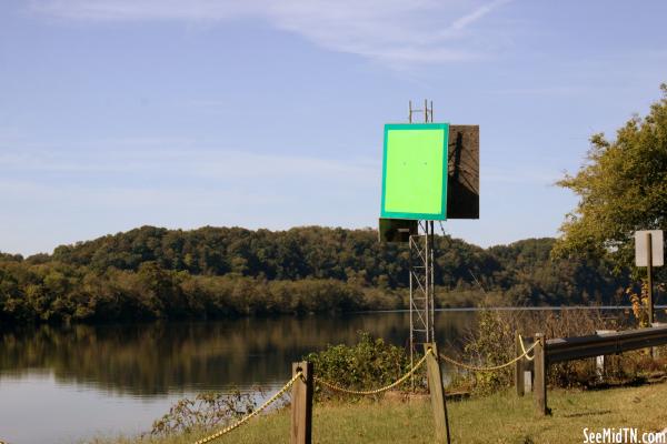 Green sign along Cumberland River