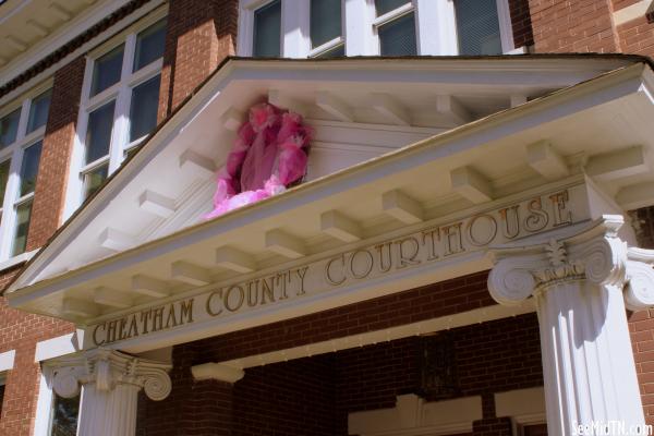 Courthouse Main Entrance with pink wreath