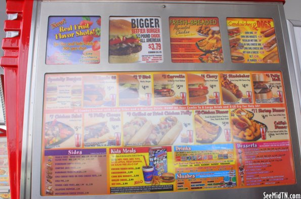 Menu at Bumpers Drive-In