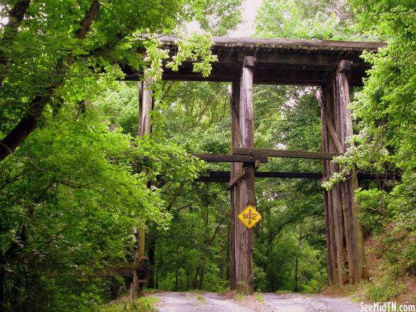 Drive under a huge train bridge