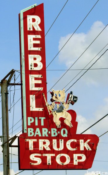 Rebel Truck Stop Pit Bar-B-Q Neon Sign