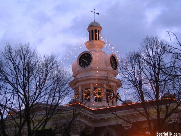 Rutherford County Courthouse Clock Tower at Dusk