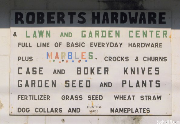 Roberts Hardware hand-made sign