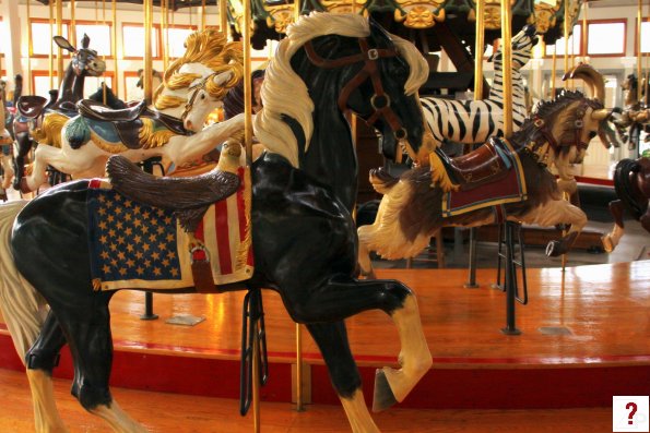 Carousel Black Horse with Bald Eagle Saddle