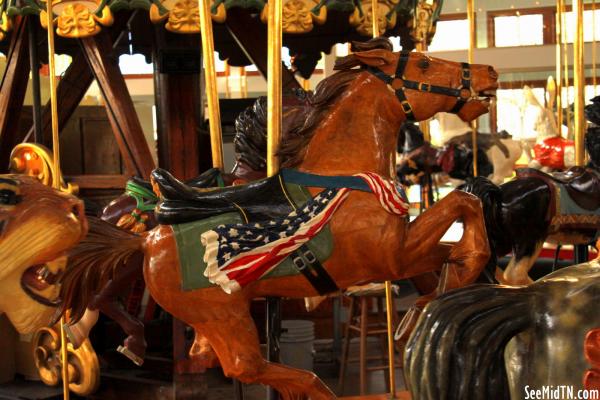 Carousel Brown Horse with U.S. Flag