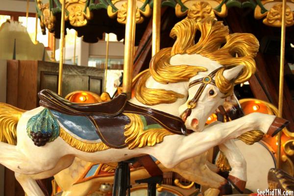 Carousel White Horse with Golden Hair