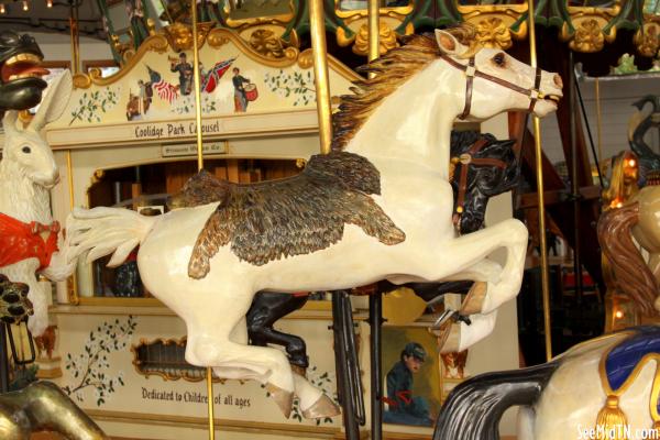 Carousel White Horse with Bearskin